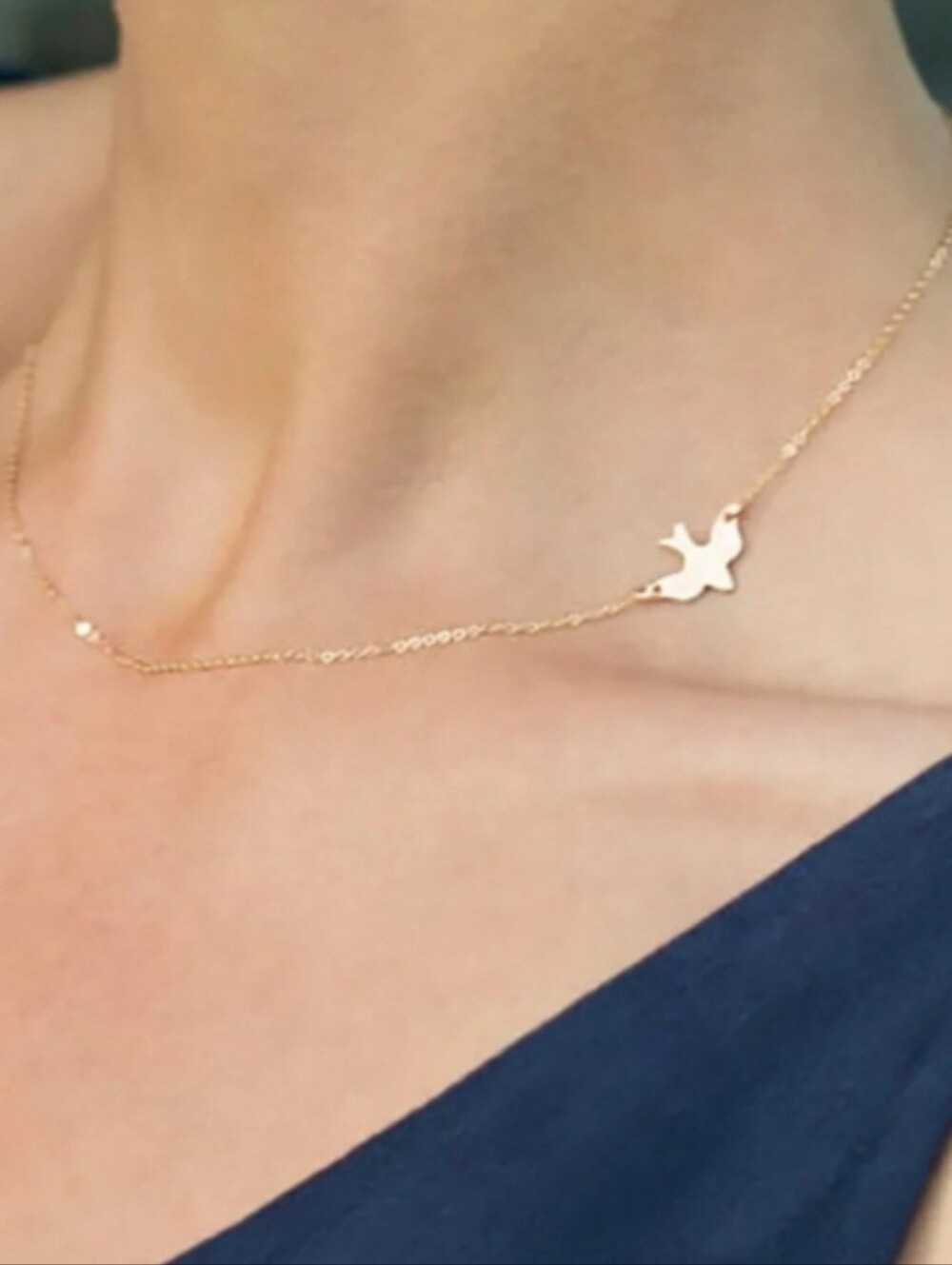 Gold Flying Bird Elegant Luxury Lasercut Lightweight Adjustable Choker Necklace